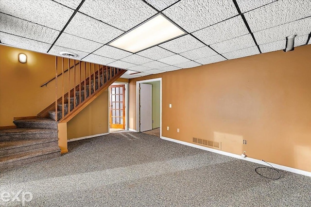 basement featuring carpet floors