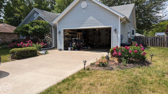 exterior space featuring a garage