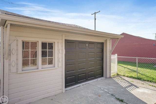 view of garage