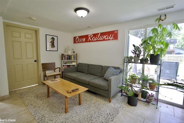 view of tiled living room