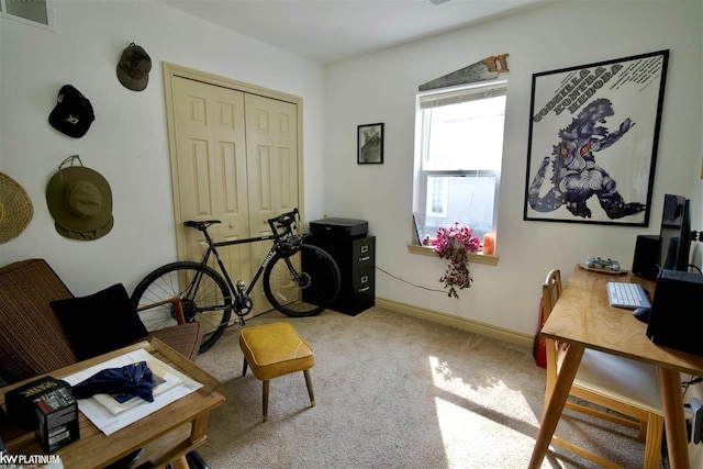 view of carpeted office space