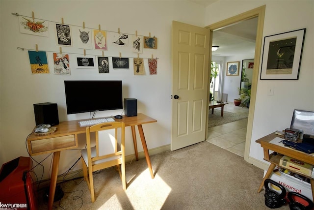 view of carpeted office space