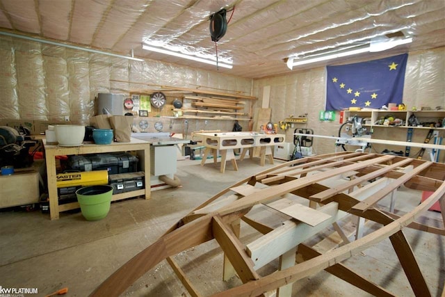 interior space with a workshop area