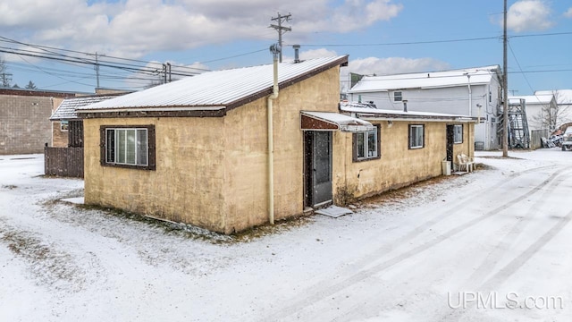 view of snow covered exterior