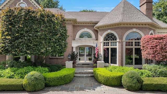 property entrance with french doors