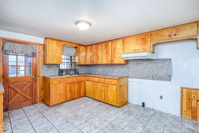 kitchen featuring plenty of natural light, sink, and backsplash