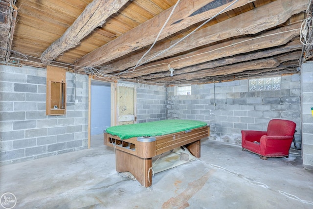 game room featuring concrete flooring