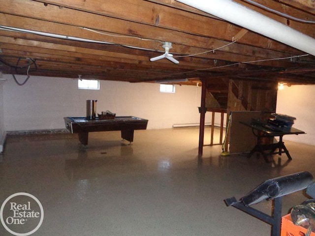 basement with pool table