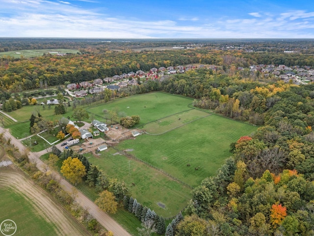 bird's eye view with a rural view