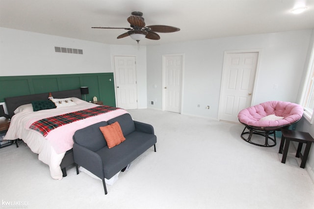 bedroom with carpet and ceiling fan