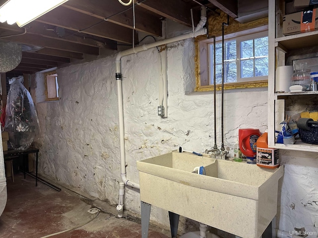 basement with sink