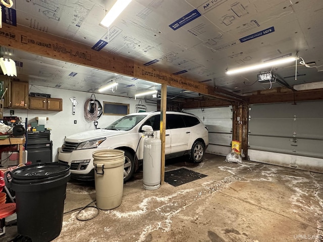 garage with a garage door opener