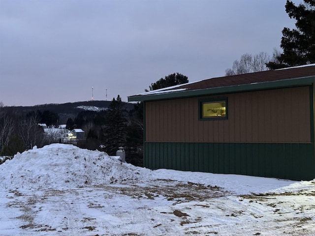 view of snowy exterior