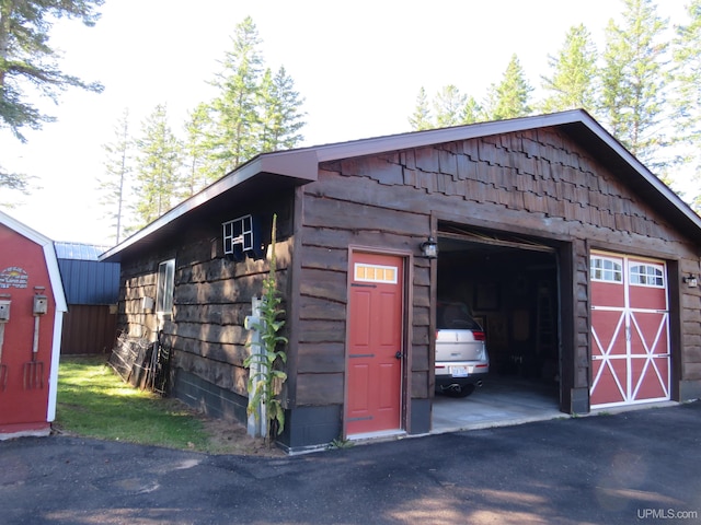 view of garage