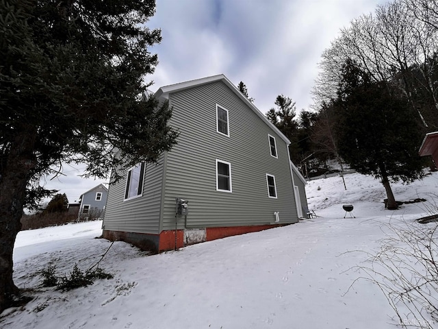 view of snow covered exterior