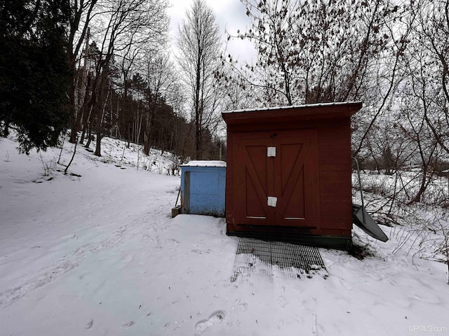 view of snow covered structure