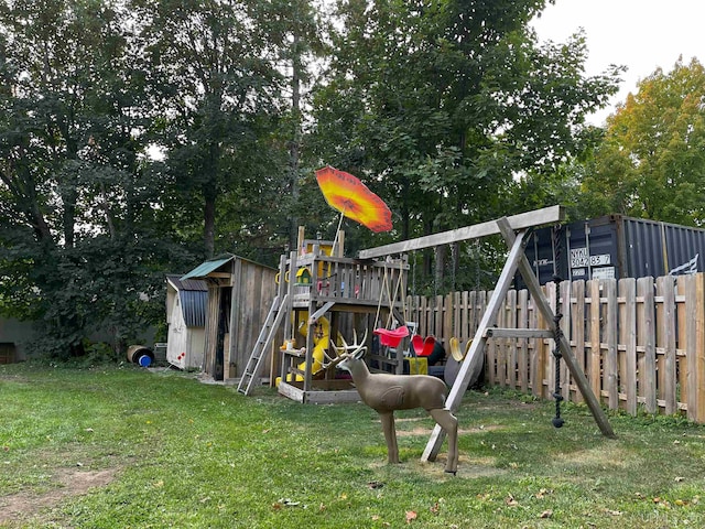 view of playground featuring a yard