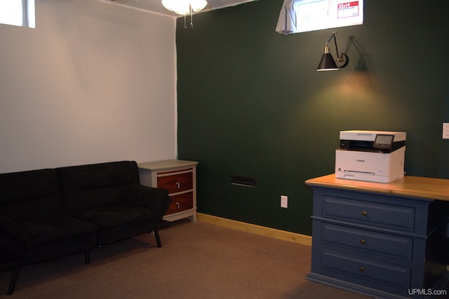 interior space featuring carpet flooring