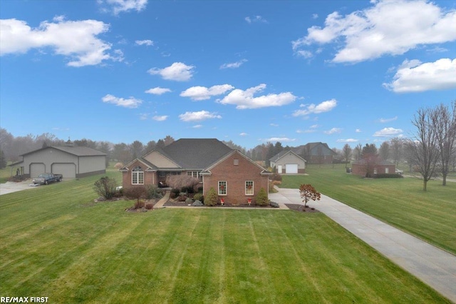 ranch-style home with a front yard