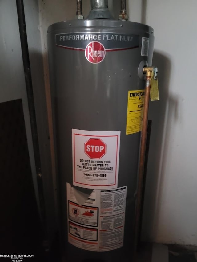 utility room with water heater