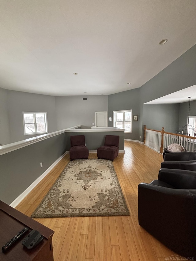 living room featuring light hardwood / wood-style flooring