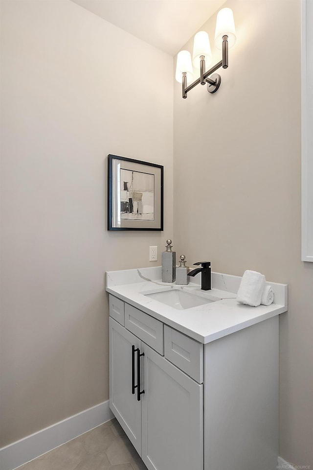 bathroom with vanity and tile patterned floors