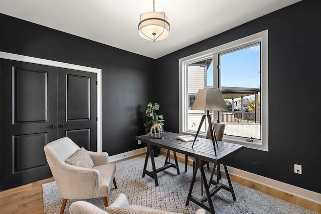 home office featuring light wood-type flooring