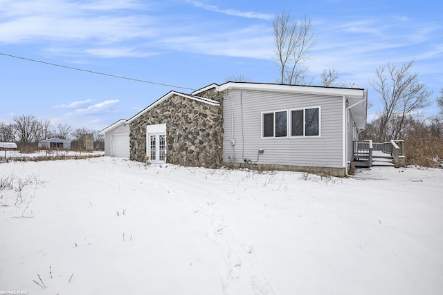 exterior space featuring a garage