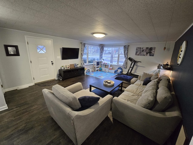 living room featuring dark hardwood / wood-style floors