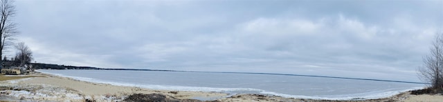 property view of water featuring a view of the beach