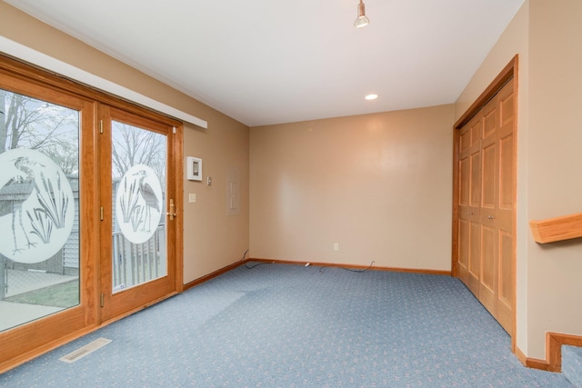 interior space featuring light colored carpet