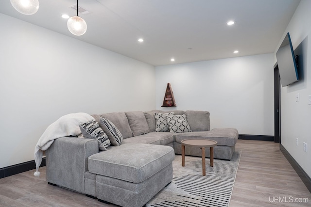 living room featuring light hardwood / wood-style floors