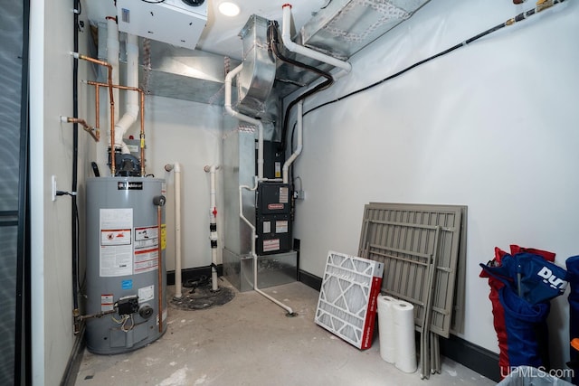 utility room featuring water heater