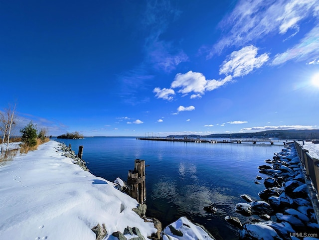 view of dock featuring a water view