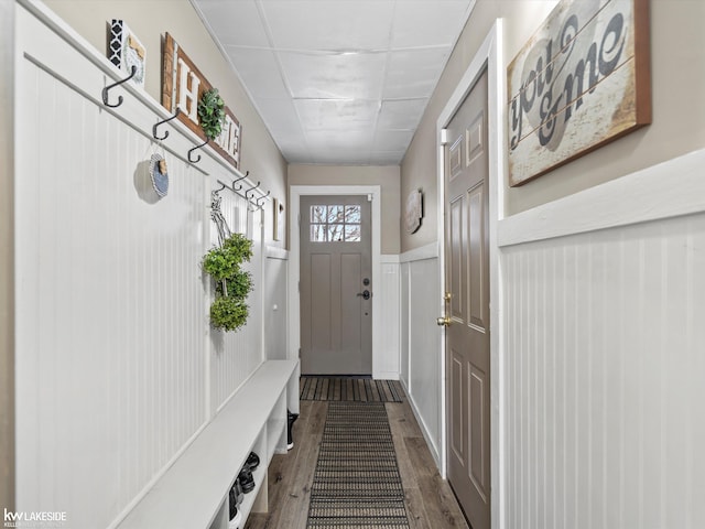 mudroom featuring wood-type flooring