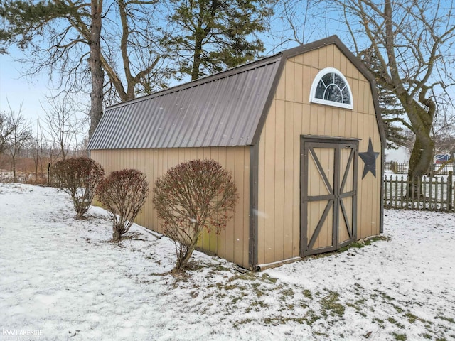 view of snow covered structure