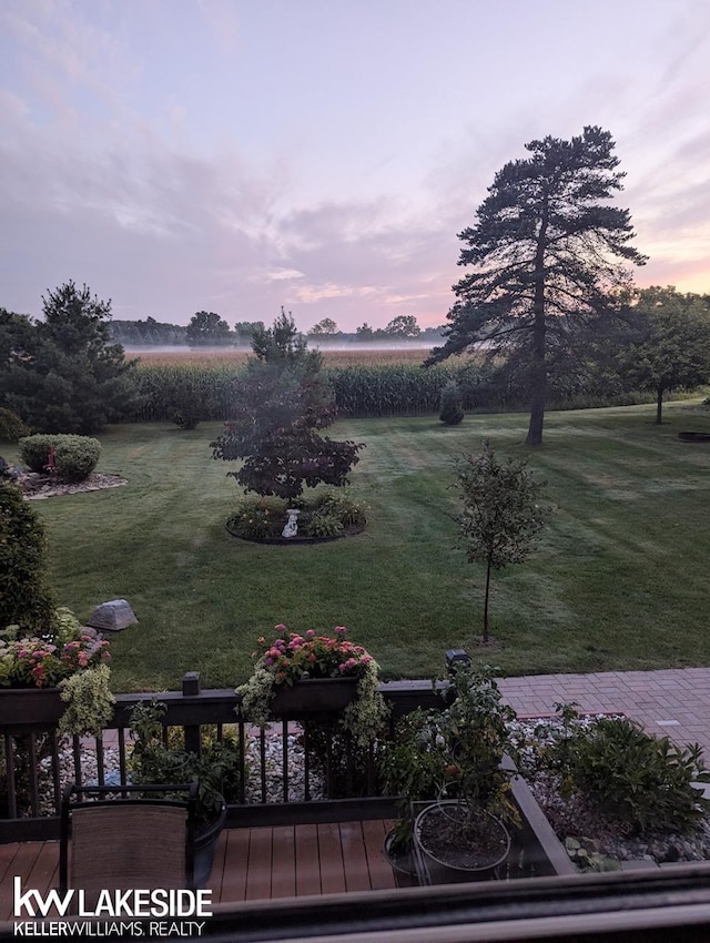 view of yard at dusk