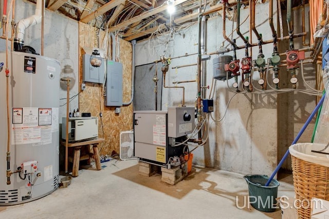 utilities featuring gas water heater and electric panel