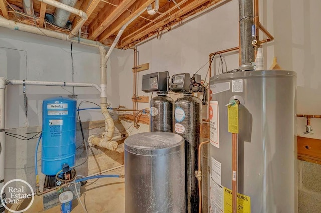 utility room featuring water heater