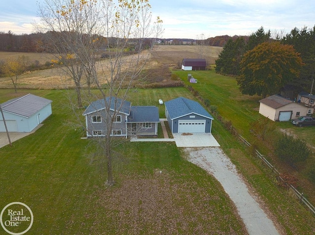 aerial view with a rural view