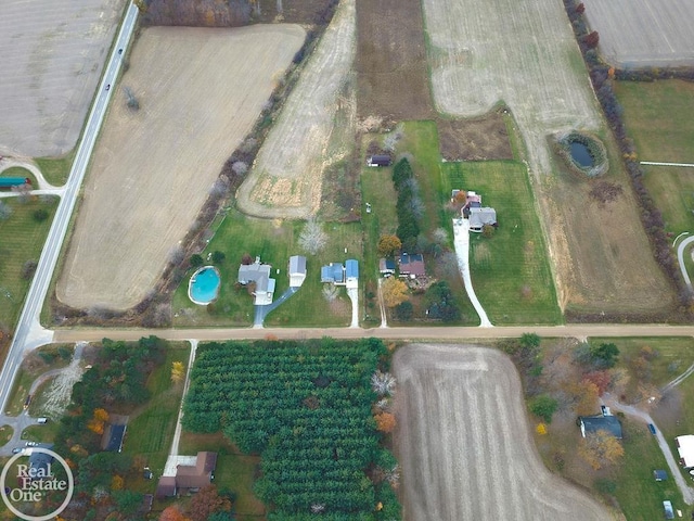 aerial view with a rural view