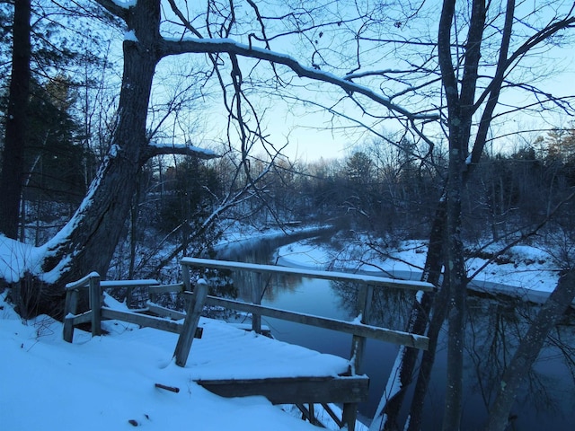 view of yard covered in snow