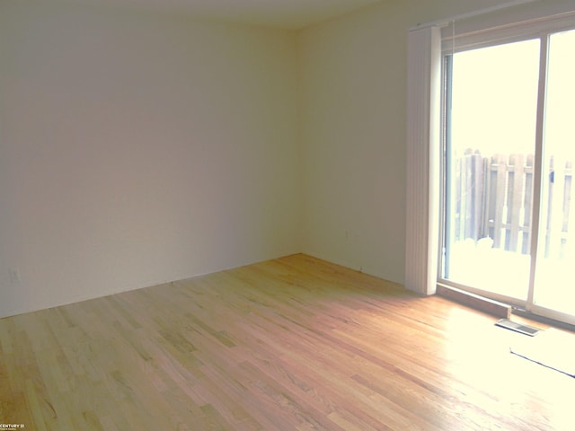 spare room featuring light wood-type flooring