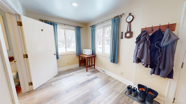 mudroom featuring light wood-type flooring