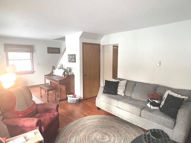 living room with hardwood / wood-style floors