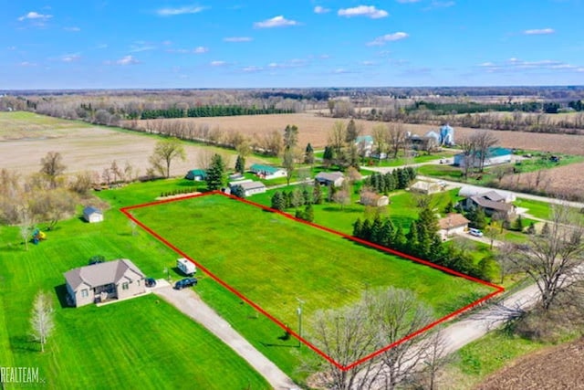 drone / aerial view with a rural view