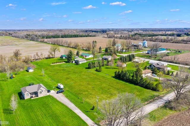 aerial view with a rural view