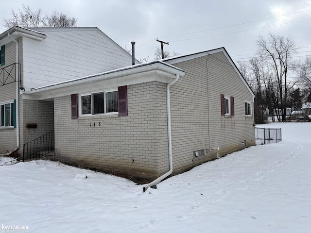 view of snow covered exterior