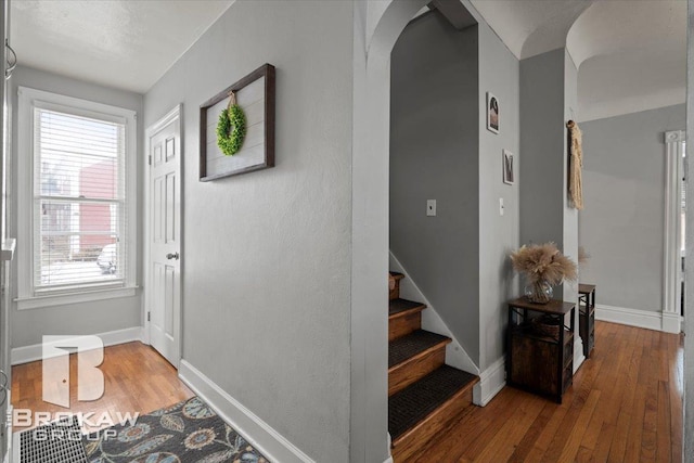 interior space with hardwood / wood-style floors