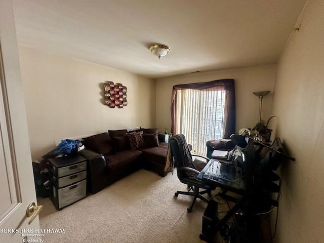 view of carpeted home office